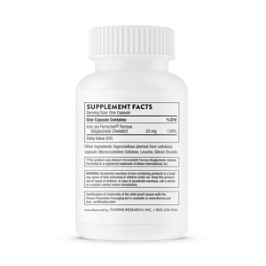 Thorne Iron Bisglycinate NSF 60 vegcaps supplement facts