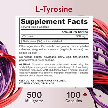 L-Tyrosine 500 mg by Jarrow Formulas - Supplement Ingredients