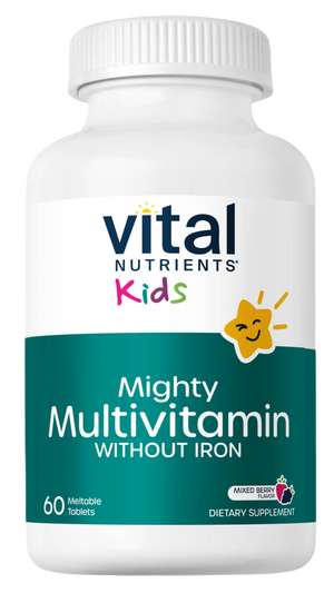 Kid's Mighty Multivitamin Without Iron, Meltable Tablets, Mixed Berry