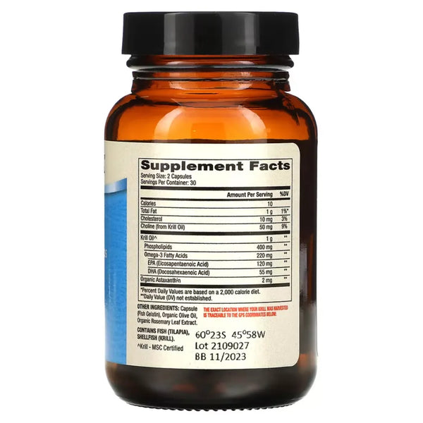 Antarctic Krill Oil by Dr. Mercola Omega -3s Bound to Phospholipids Dietray Supplement of 60 Capsules