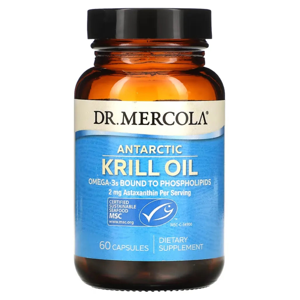 Antarctic Krill Oil by Dr. Mercola Omega -3s Bound to Phospholipids Dietray Supplement of 60 Capsules