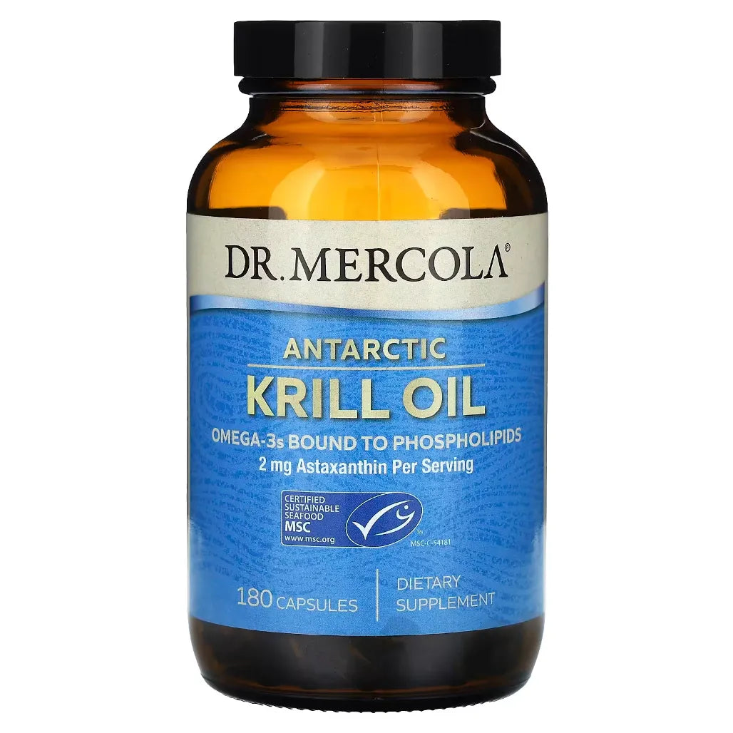 Dr. Mercola 's Antarctic Krill Oil Omega -3s Bound to Phospholipids Dietray Supplement of 180 Capsules