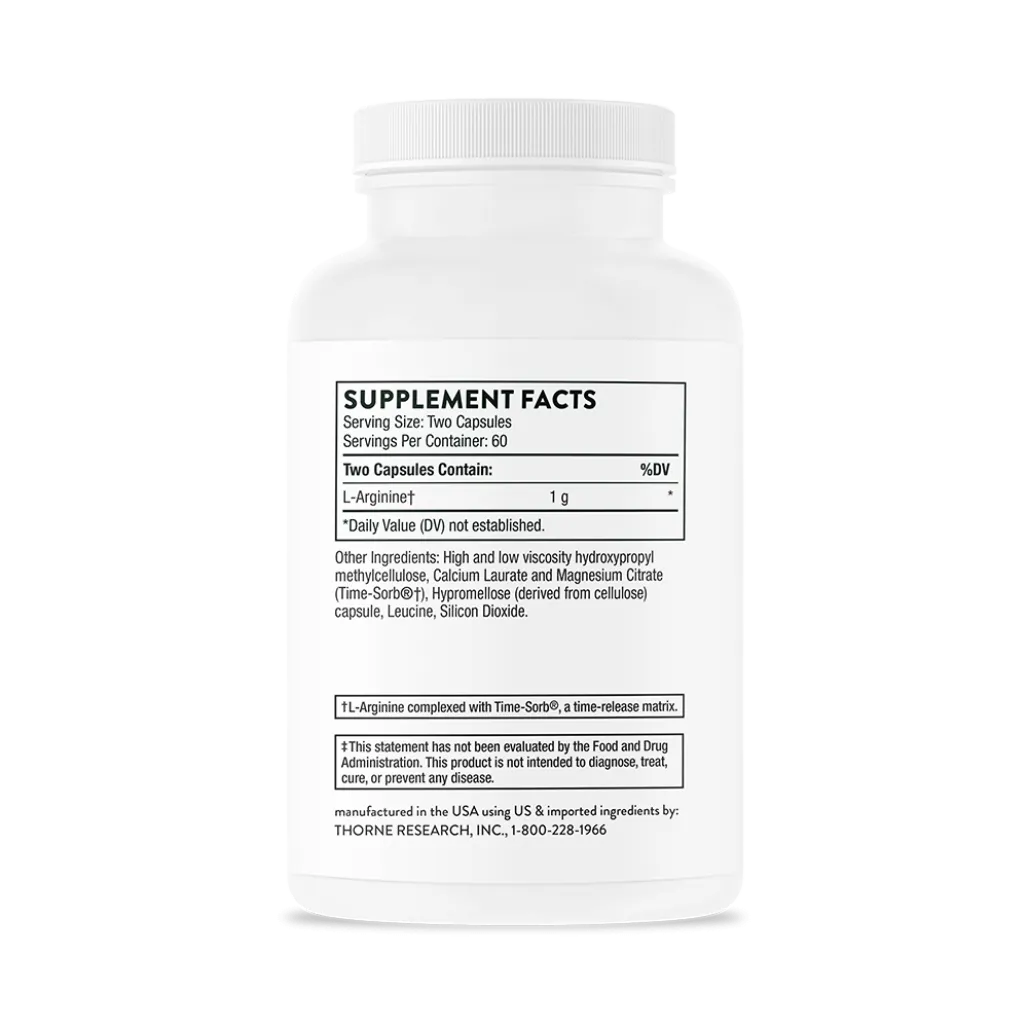 Thorne L-Arginine 120 caps supplement facts