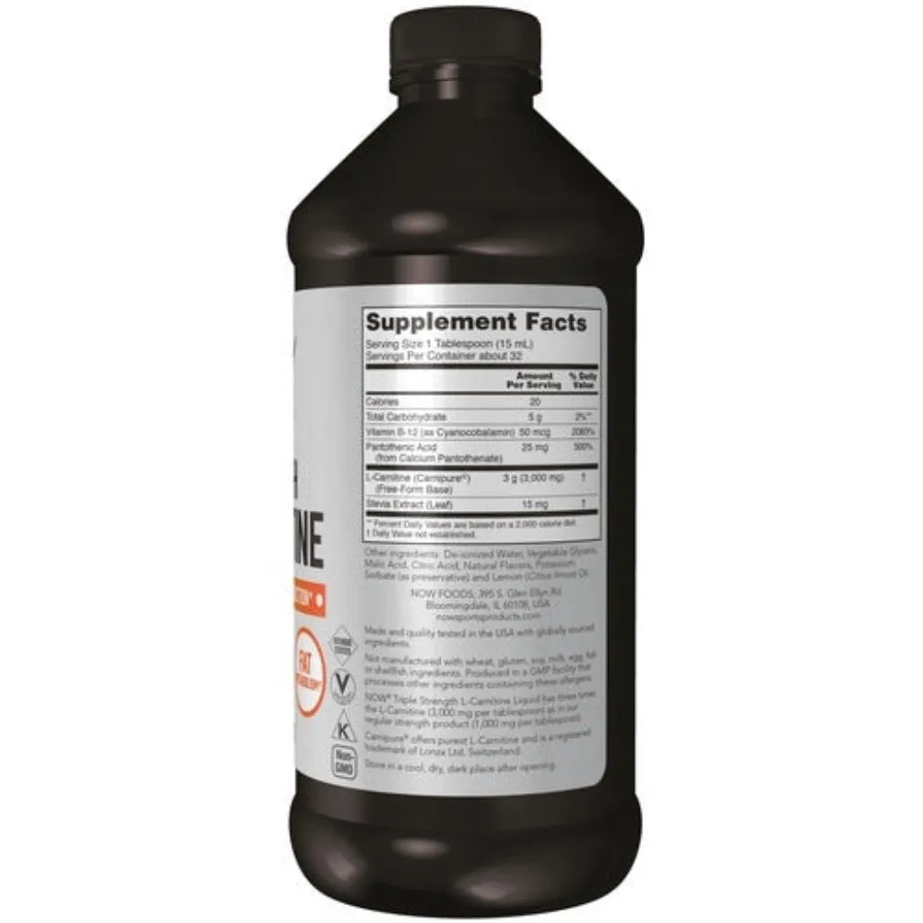 L-Carnitine Liquid 3000mg Citrus Flavor NOW SPORTS