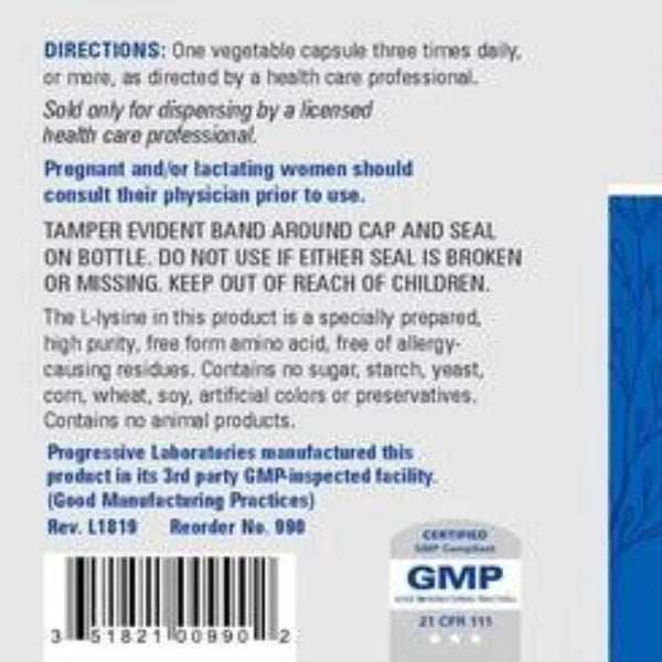 L-Lysine 500 mg Progressive Labs