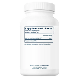 Ingredients of Lysine 500mg Dietary Supplement - L-Lysine 1500mg Per Serving