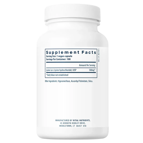 Ingredients of Lysine 500mg Dietary Supplement - L-Lysine 1500mg Per Serving