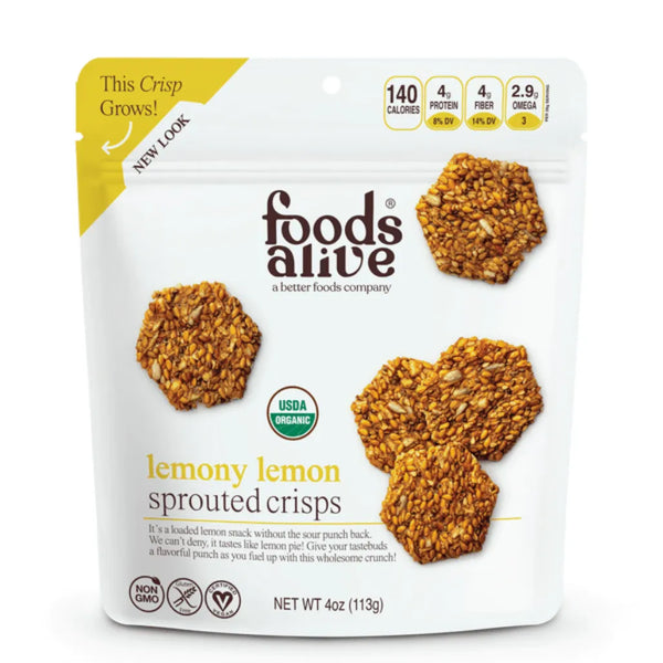 Lemony Lemon Sprouted Crisps by Foods Alive at Nutriessential.com