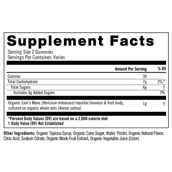 Lion's Mane Mushroom Gummies by Om Organic Mushroom Nutrition
