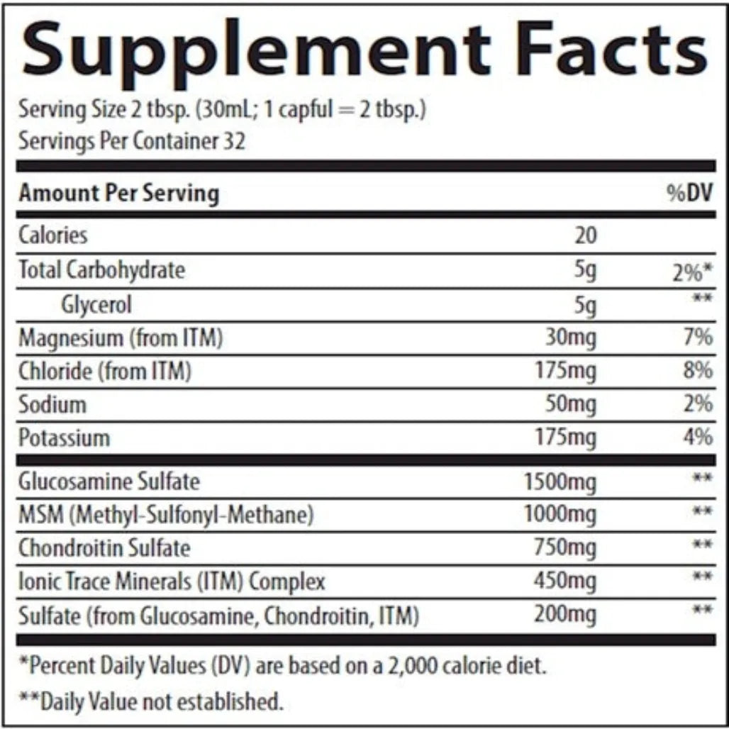 Liquid Glucosamine/Chon/MSM Trace Minerals Research