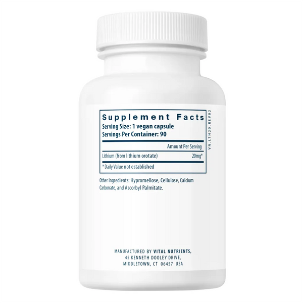 Lithium orotate 20 mg by Vital Nutrients at Nutriessential.com