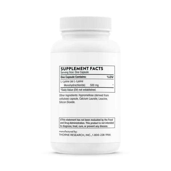Thorne Lysine 60 caps supplement facts