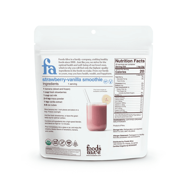 Maca Powder Organic by Foods Alive at Nutriessential.com