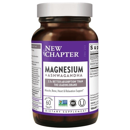 New Chapter Magnesium + Ashwagandha  - 60 Tablets | Relaxation Support