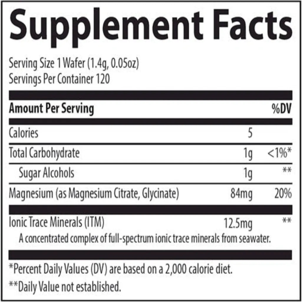 Magnesium Chewable 120 chewable Supplement Ingredients - Magnesium, Ionic Trace Minerals