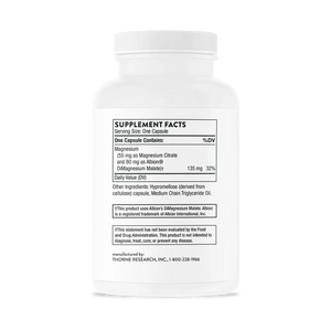 Thorne Magnesium Citramate 90 vegcaps supplement facts