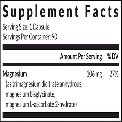 Ingredients of InterPlexus Magnesium³ - Magnesium 106mg