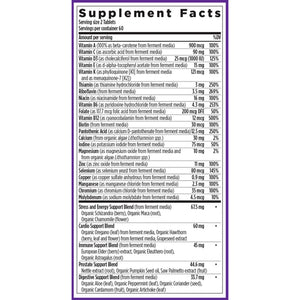 Ingredients of Men's Advanced Multivitamin dietary supplement - vitamin C, vitamin D3, maca