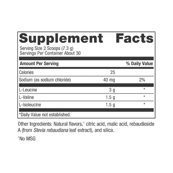 Metagenics BCAA Orange Mango powder 7.72 oz supplement facts