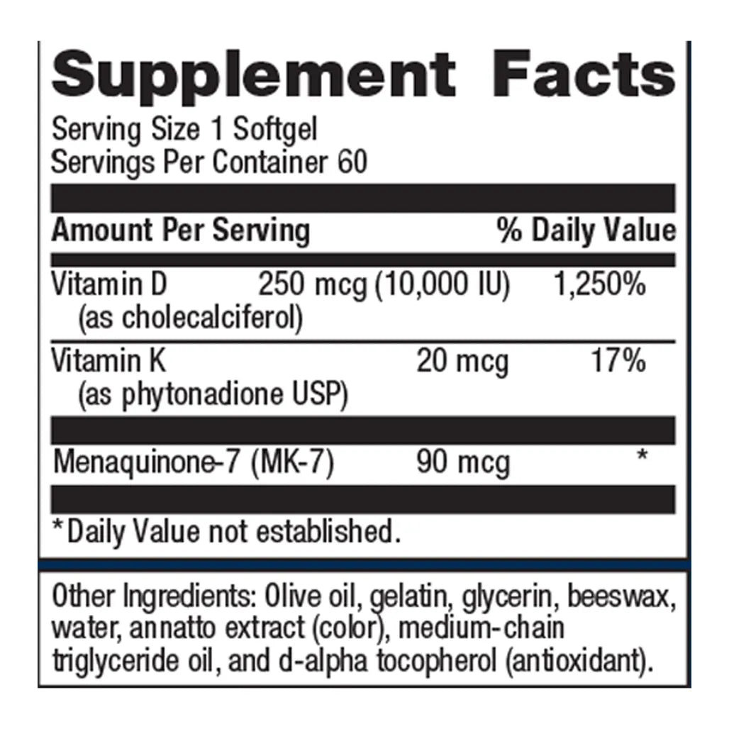 Metagenics D3 10,000 K supplement facts