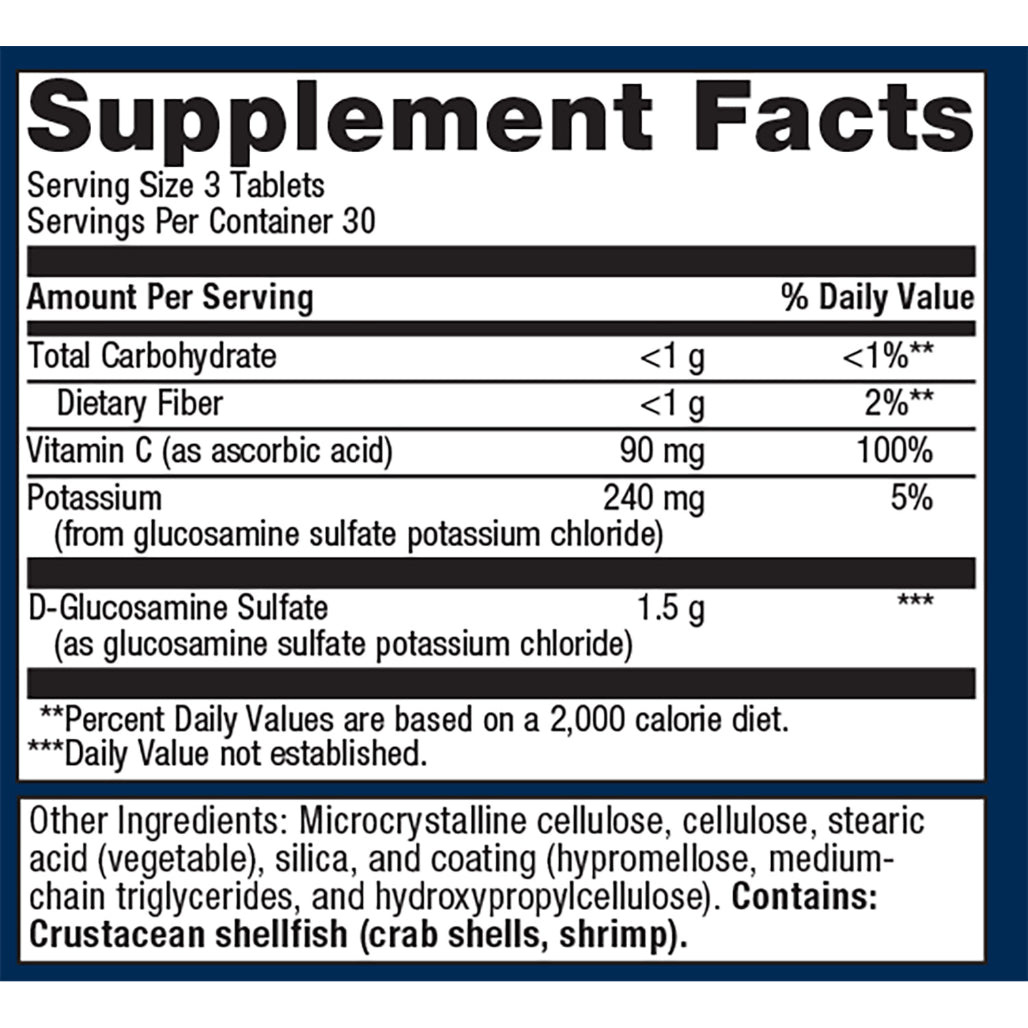 Metagenics Glucosamine Sulfate 500 mg Supplement Facts