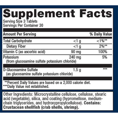 Metagenics Glucosamine Sulfate 500 mg Supplement Facts