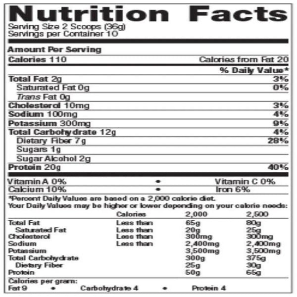 Metagenics Healthy Transformation Protein Shake vanilla Supplement Facts