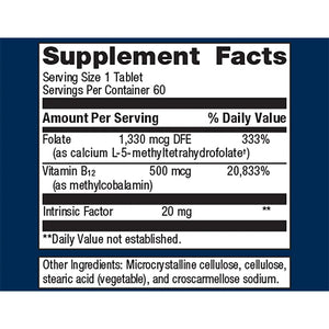 Metagenics Intrinsi B12 Folate supplement facts
