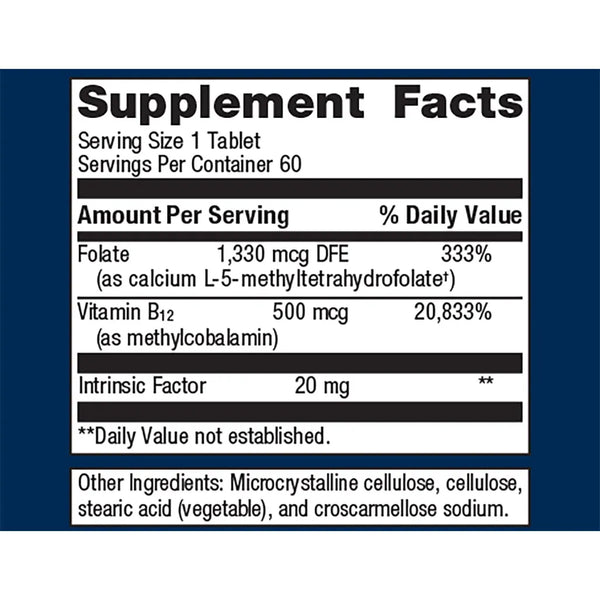Metagenics Intrinsi B12 Folate supplement facts