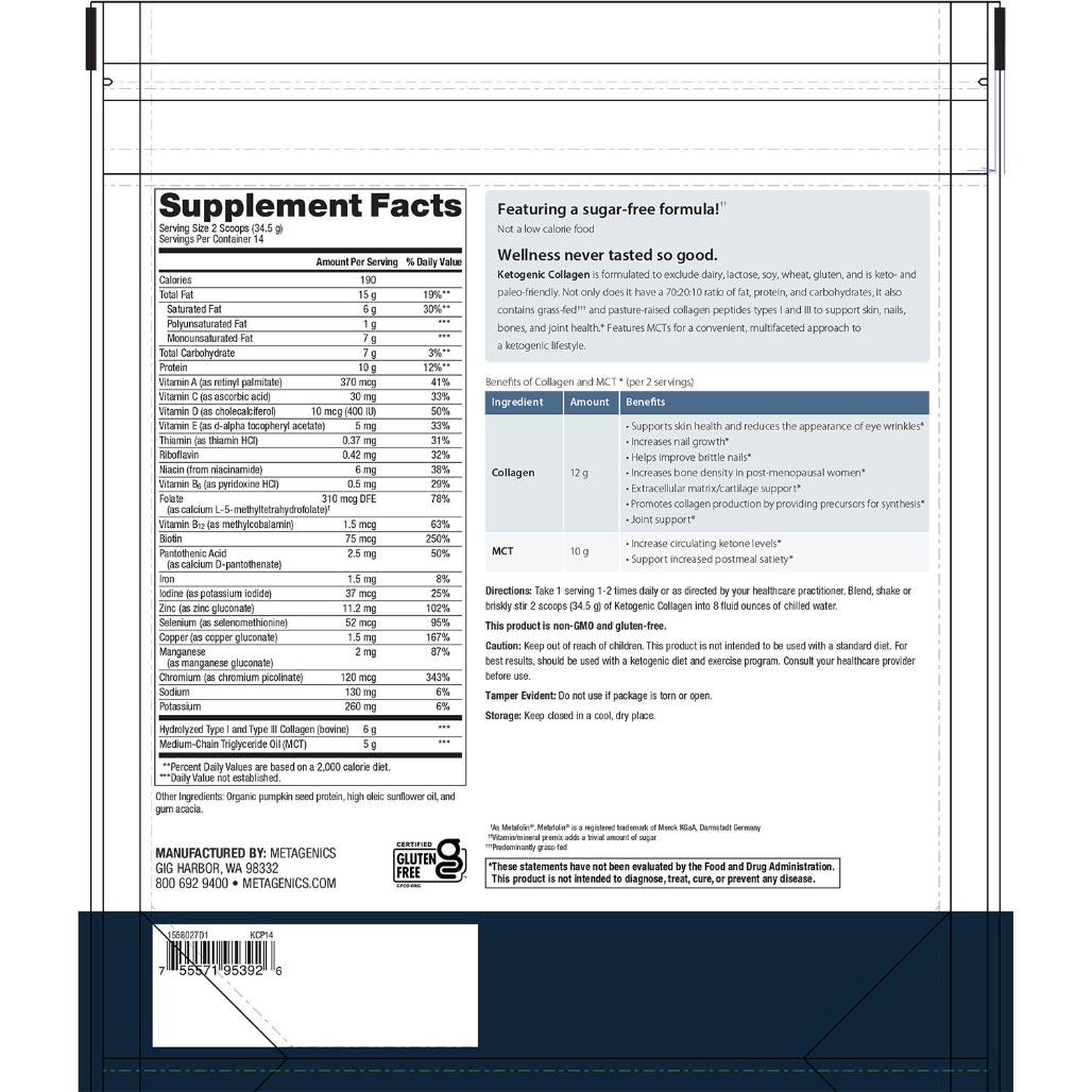 Metagenics Ketogenic Collagen Plain Supplement Facts