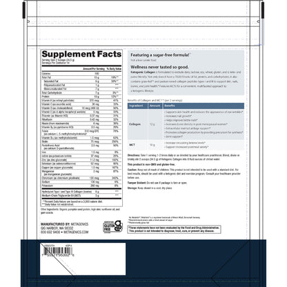 Metagenics Ketogenic Collagen Plain Supplement Facts