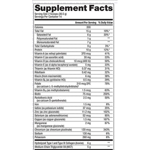 Metagenics Ketogenic Collagen Vanilla Supplement Facts