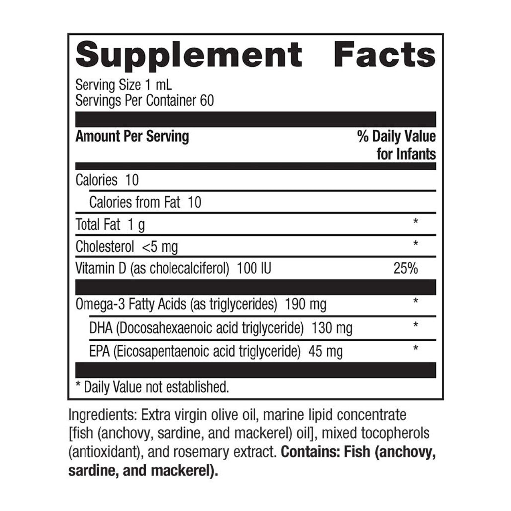 Metagenics MetaKids Baby DHA supplement facts