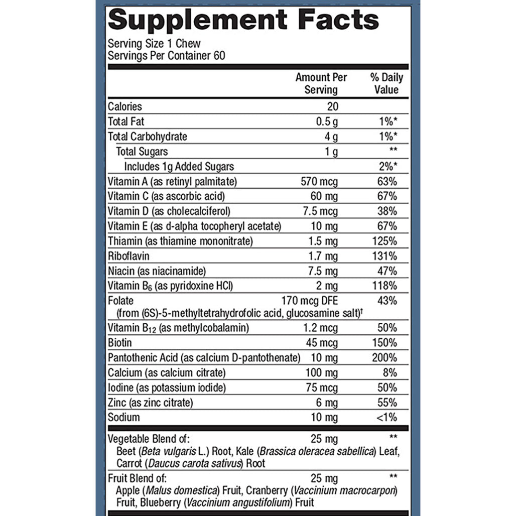 Metagenics MetaKids Multi Soft Chew Grape supplement ingredients