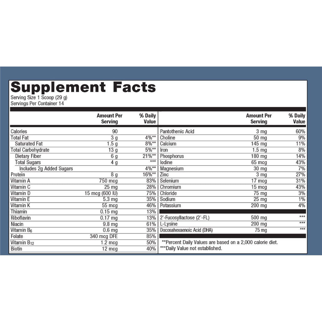 Metagenics MetaKids Nutrition Powder Chocolate Supplement Facts