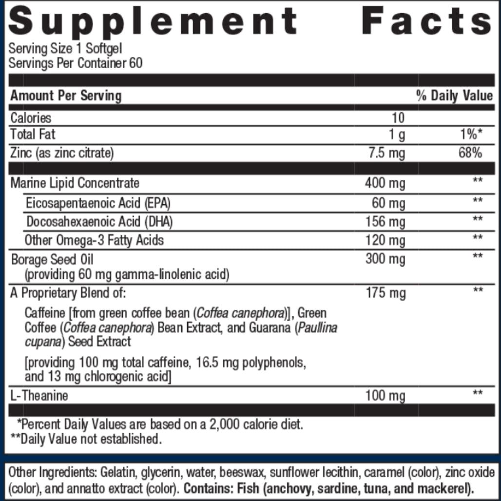 Metagenics Attencia supplement softgels - supports focus and cognitive performance