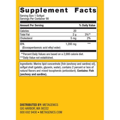 Metagenics OmegaGenics EPA supplement facts