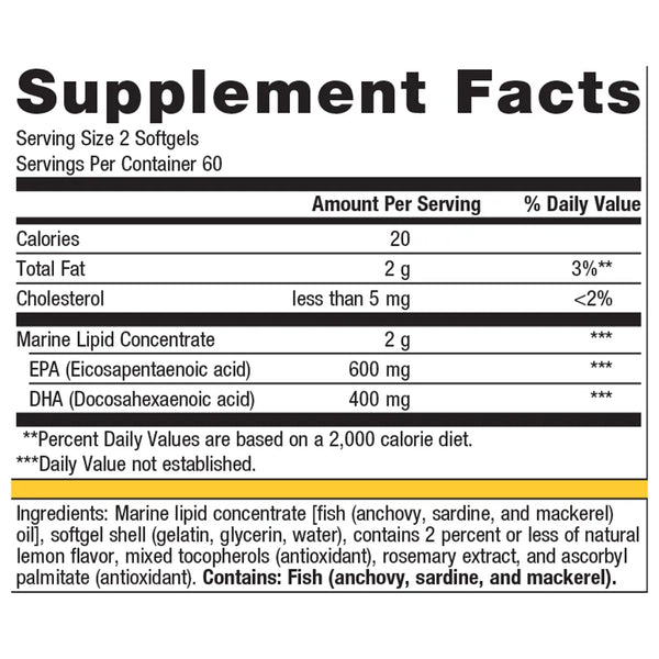 Metagenics OmegaGenics EPA-DHA 500 Lemon supplement ingredients