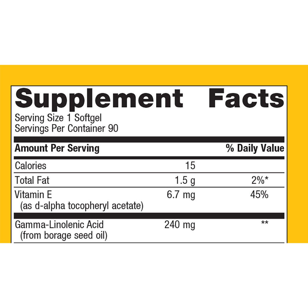 Metagenics OmegaGenics GLA 240 Supplement Facts