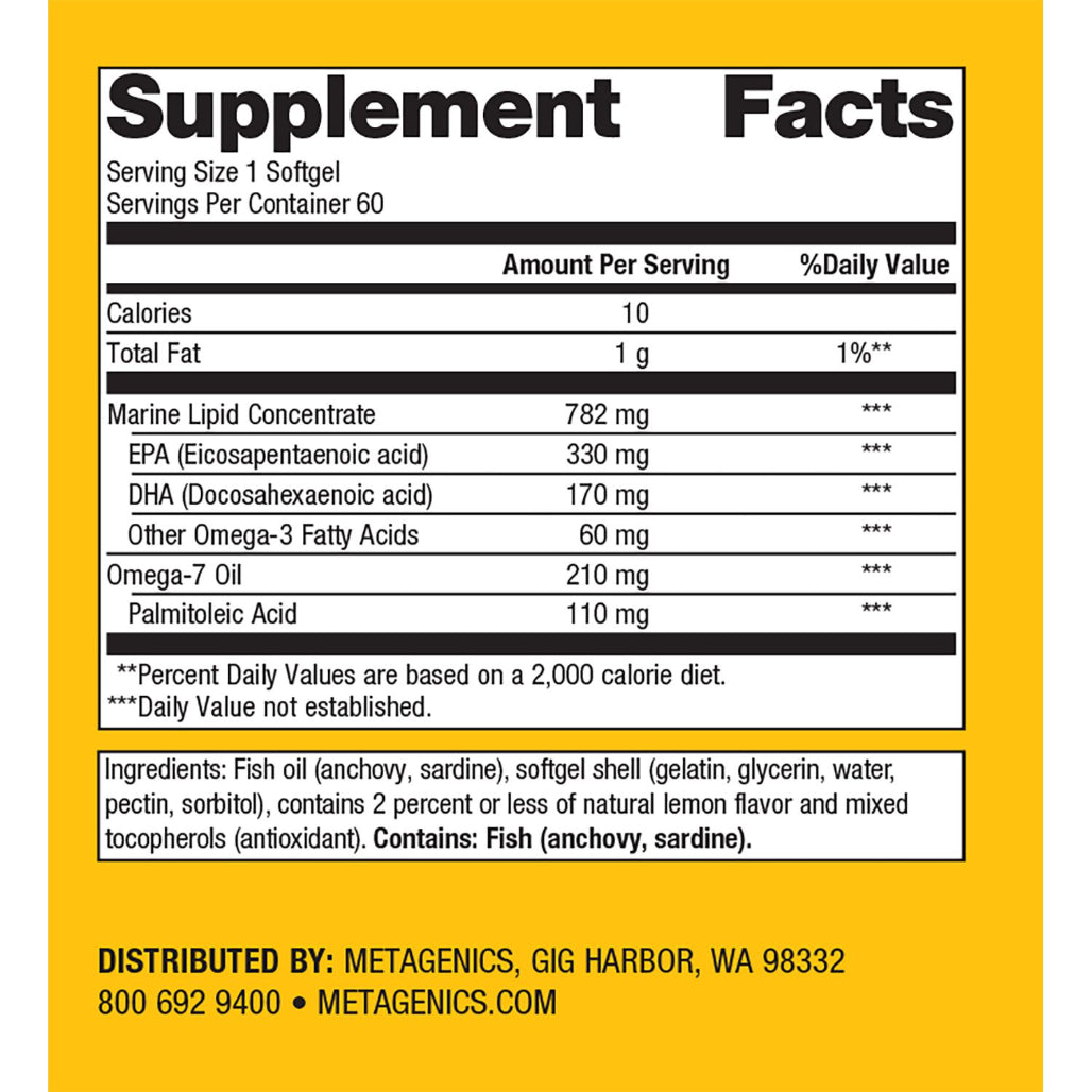 Metagenics OmegaGenics Mega 10 supplement facts