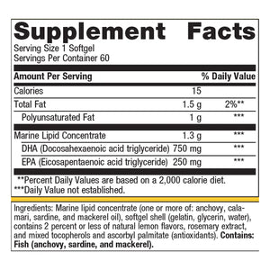 Metagenics OmegaGenics Neuro 1000 60 Softgels supplement facts