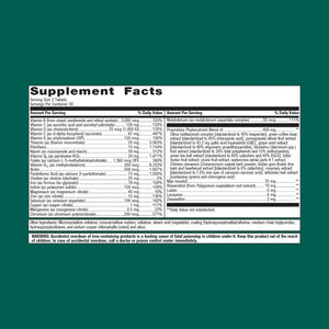 Metagenics PhytoMulti with Iron supplement facts