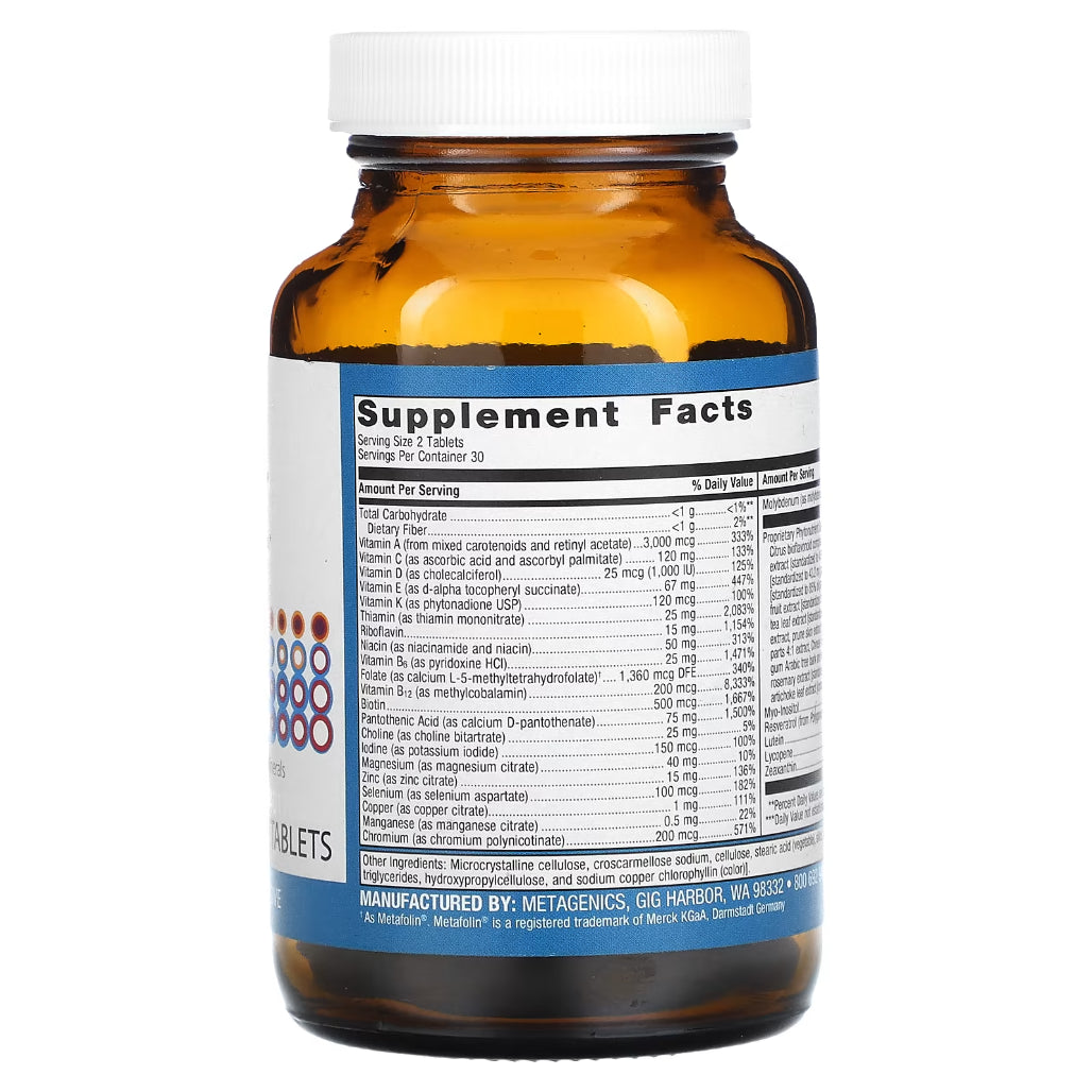 Metagenics PhytoMulti Iron Free supplement ingredients