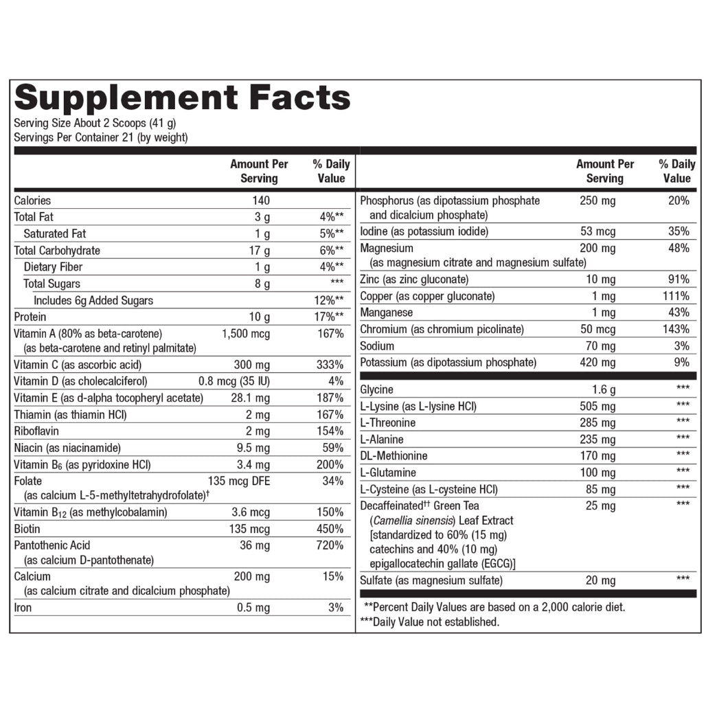 Metagenics UltraClear Plus Pineapple Banana supplement facts