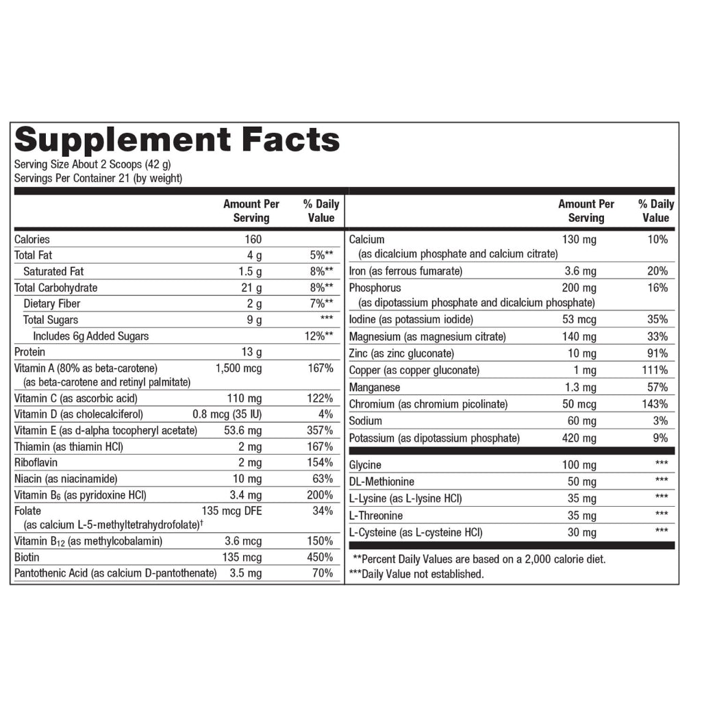 Metagenics UltraClear Rice Vanilla supplement facts