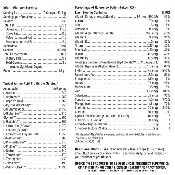 Metagenics UltraGI Replenish Vanilla supplement ingredients