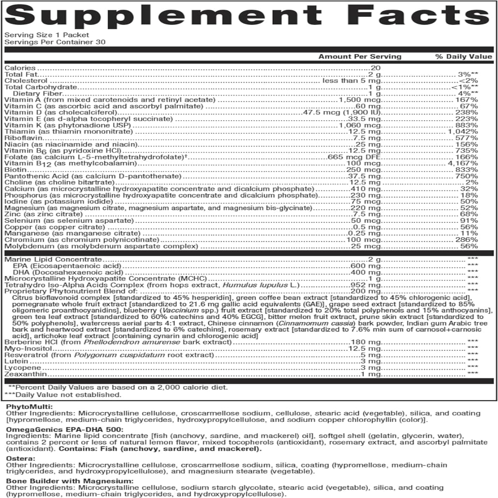 Metagenics Wellness Essentials Women's Prime supplement facts