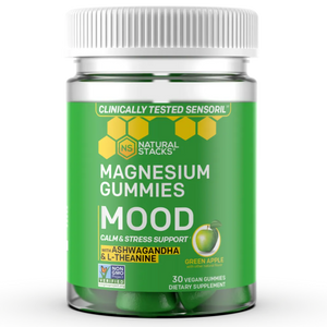 Mood Magnesium Gummies with Ashwagandha &amp; L-Theanine, Green Apple by Natural Stacks