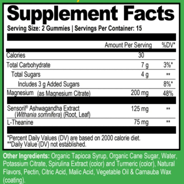 Mood Magnesium Gummies with Ashwagandha & L-Theanine, Green Apple