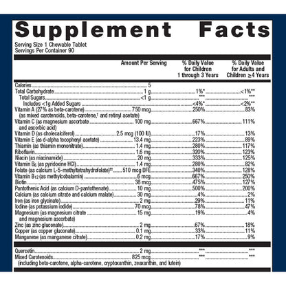 Metagenics Multigenics Chewable Orange supplement facts